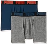 Tejido suave al tacto PUMA Basic Boxer Briefs, Color Azul y Gris, L para Hombre
