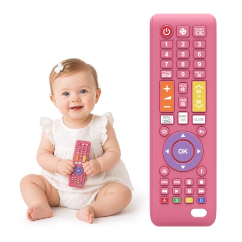 Image of Baby Remote Toys for 0-6, 6-12 Months Girls, Food Grade Silicone Teething Toys,Chew Toys for Babies 3-24 Months, Upgraded TV Remote Control Shape Teether Toys for Baby and Infants