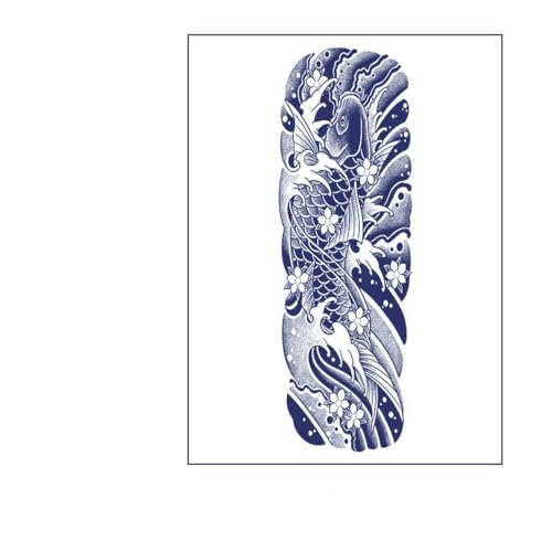 2 PCS Temporary Tattoos Adesivi Per Tatuaggi Semipermanenti A Base Di Erbe E Succo, Braccio Intero, Grande Fiore, Fiore Di Ciliegio, Onda Del Mare, Gamba, Colore Lento