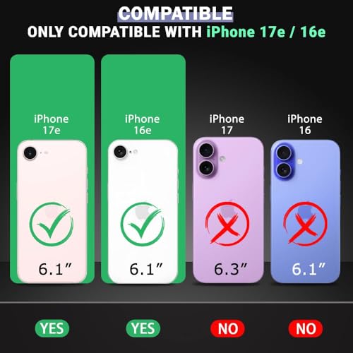 Image of LuxuryKase Shockproof Rugged Case for iPhone 16e | iPhone 17e | Slide Camera Cover | 360 Rotating Ring Kickstand | Military-Grade Protection - Matte Black