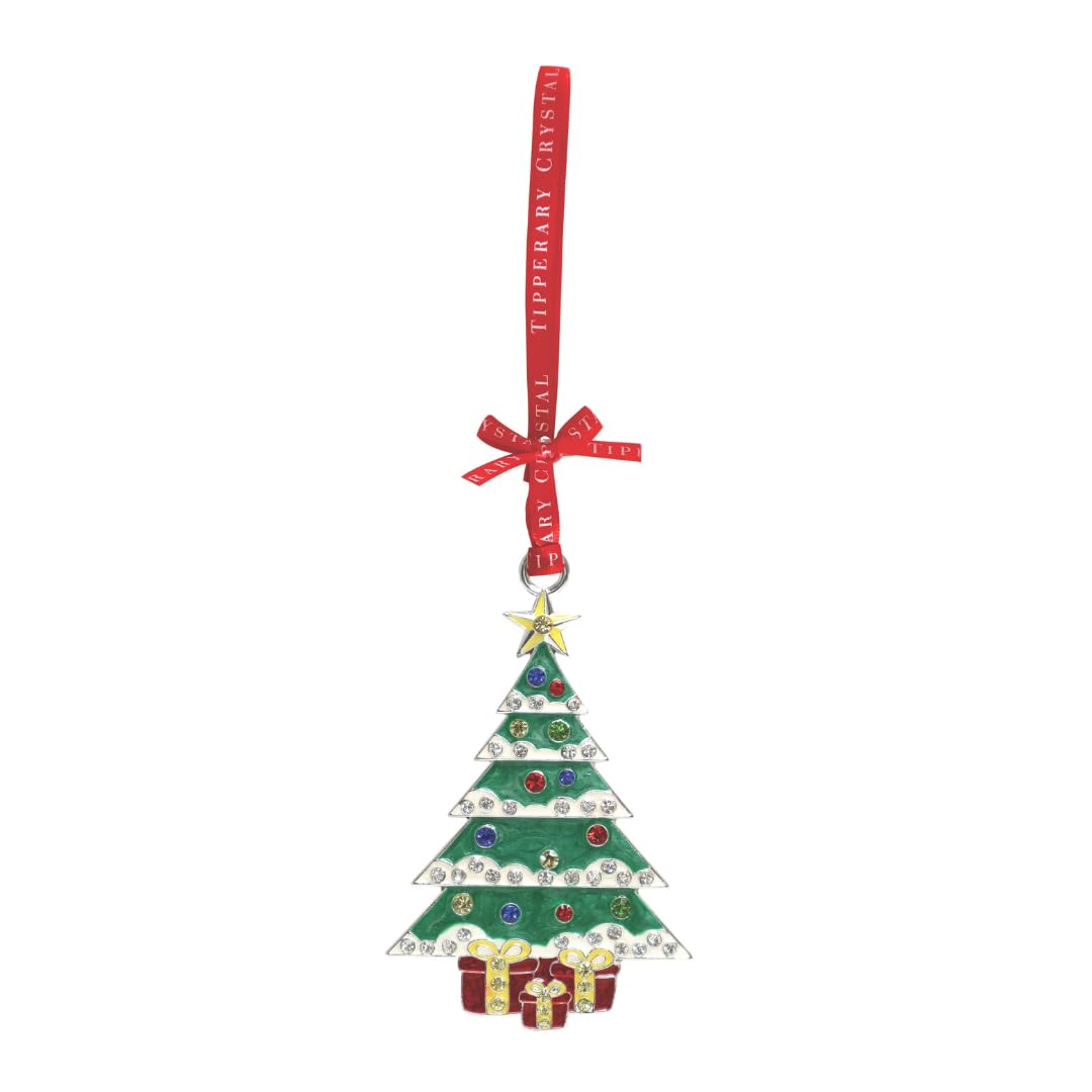 Tipperary Crystal Sparkling Christmas Tree Decoration – Festive Hanging Ornament with Colourful Jewelled Design and Gift Detailing