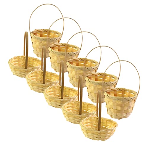 FUNOMOCYA 10Pcs Mini Woven Baskets with Handles Tiny Handheld Baskets for Favors Party Decor and Crafts for Giving and Storage