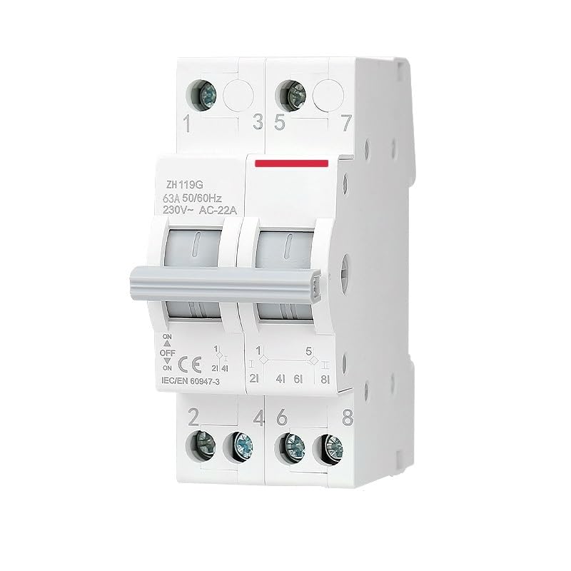 Interruptor de transferencia manual de doble potencia con riel DIN regulable de 40A a 125A 5
