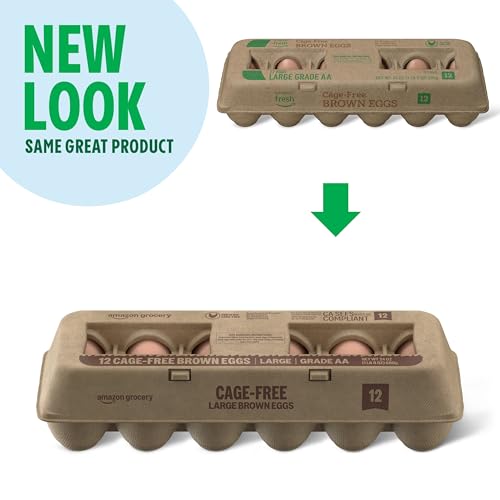 Amazon Grocery, Cage Free Large Brown Eggs, Grade AA, 1 Dozen3