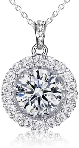 Collier pour femme avec moissanite, pendentif en argent 925, diam...