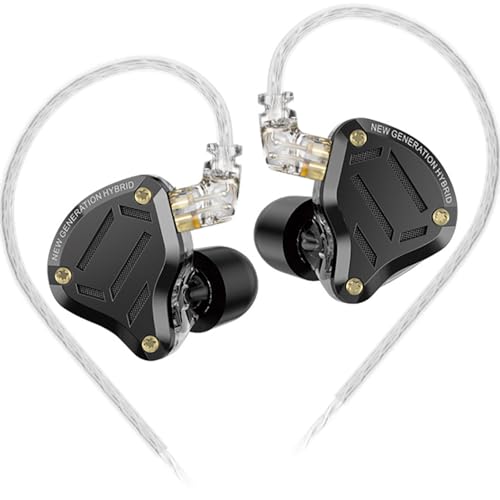 Image of KZ ZS10 pro2 Hybrid Driver in-Ear Headphone,5 Drivers HiFi in-Ear Monitor Audiophiles Earphone,KZ IEM Tunable Musician Earbud (Black, Without Mic)