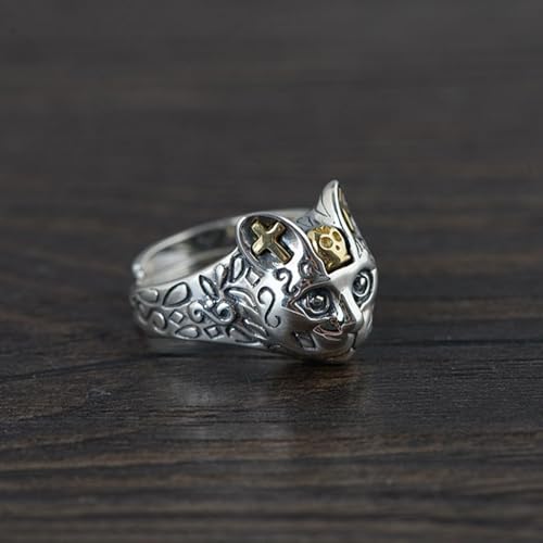 Bague tête chat argent massif qui ne noircit pas - 3