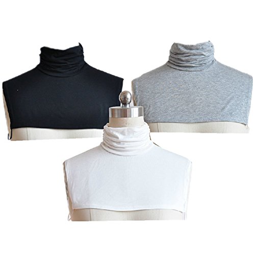 REDODECO 3pcs Womens Collar Neck Dickey False Fake Turtleneck Half Top (Black White Gray)