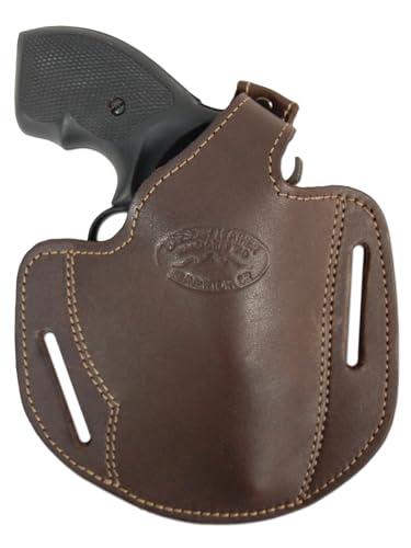 Barsony Brown Leather Pancake Holster for 2" .22 .38 .357 Revolvers (Ruger LCRx, Right) - Barsony