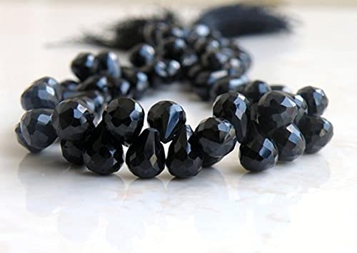 Spinelle noire perles goutte 3D facettées 9-10mm LKBEADS demi-rang pour création bijoux