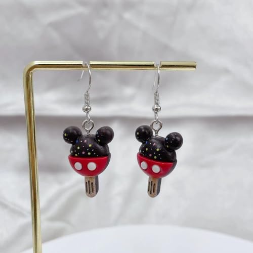 Mouse Ice Cream Dangle Earrings for Women Resin Sweet Chocolate Ice Cream Drop Hook Earrings Hoops Statement Studs Cute Christmas Ear Jewelry Gifts4
