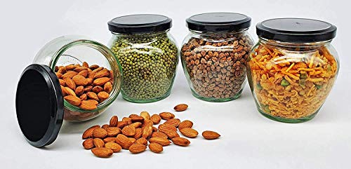 Image of Glass Storage Jar with Airtight Lid | Transparent Glass Container for Kitchen Use | Leak-Proof, BPA-Free Jar for Spices, Pickles, Dry Fruits & More (Pack of 6 Jar)