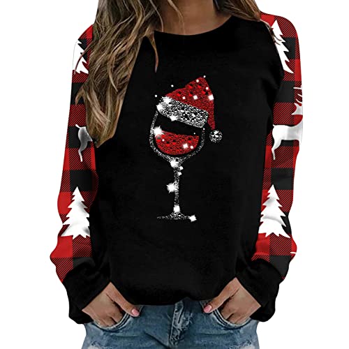 Damen Weihnachten Pullover Lange Ärmel Sweatshirt Freizeit Christmas Elastisch Pullover Warm Draussen Kapuzenpullover Tunika Pullover T-Shirt Tops Cover
