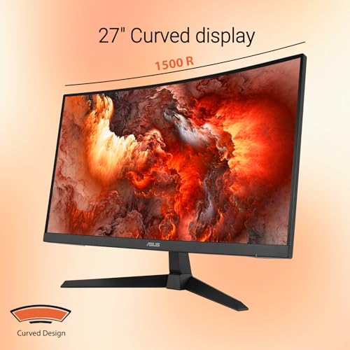 Image of ASUS TUF Gaming 27 inch FHD Curved Monitor, VA Display, 280Hz, 1ms (GTG), 1500R Curvature, FreeSync Premium, ELMB, 90% DCI-P3, DisplayWidget Center, DisplayPort, Dual HDMI, Eye Care, Tilt Adjustable