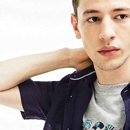 Camisa masculina Regular Fit em linho, Azul Marinho, 40