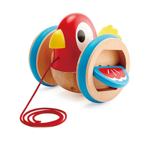 Image of Hape Baby Bird Pull-Along | Wooden Wobbling & Flapping Pull Toddler Toy, Bright Colors