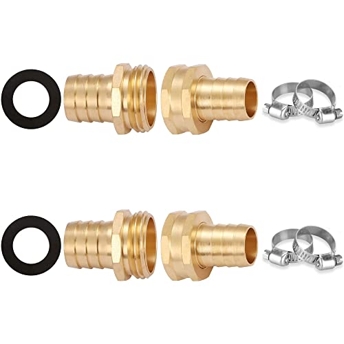 Image of LAFILLETTE Garden Hose Repair Pipe Connector with Clamps Hose, Fit for 3 /4 inch Garden Hose Connector (Pack of 2)