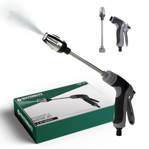 Qinux WaterBlitz – Pistola de Agua a Presión con Conexión Universal, Ajuste de Chorro Múltiple, Potente y Eficiente, Ideal para Jardinería, Limpieza de Vehículos y Hogar