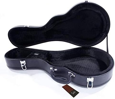 Music Lover F-Style Microgroove Pattern Leather Wood Mandolin Case Black 3-7 Days Delivery