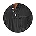 Henley Shirts for Men Long Sleeve Button Casual Pocket Fashion Vintage Comfy Solid Tops Gym Workout Running T-Shirts Black