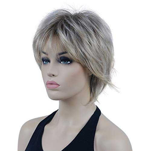 Lydell Short Layered Shaggy Wavy Full Synthetic Wigs (R10-26 Blonde Mixed Dark Root)