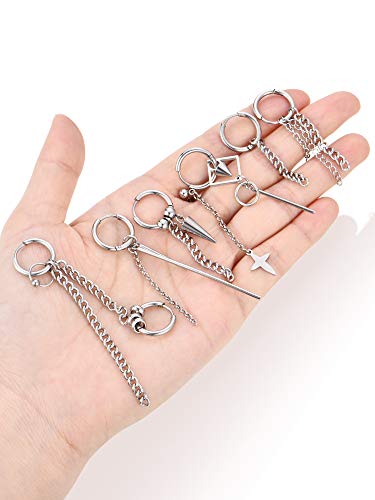 20 Pieces Stainless Steel Huggie Hinged Hoop Earrings Hoop Dangle Earrings For Women Men (Silver) #TOP6