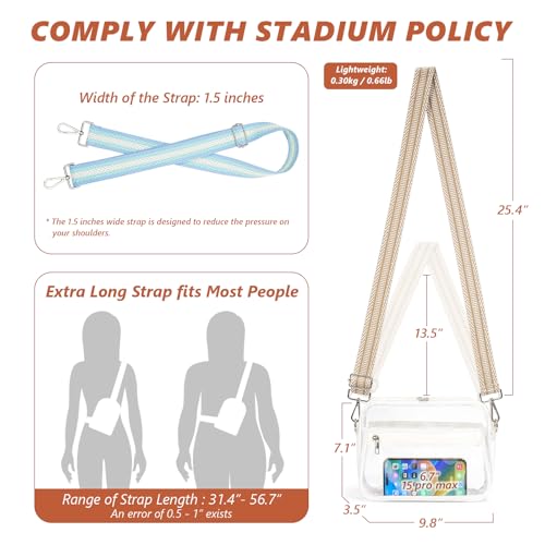 Clear Bag for Stadium Events with 2 Long Straps, See Through Purse for Women Crossbody Bag Concert Stadium Approved4