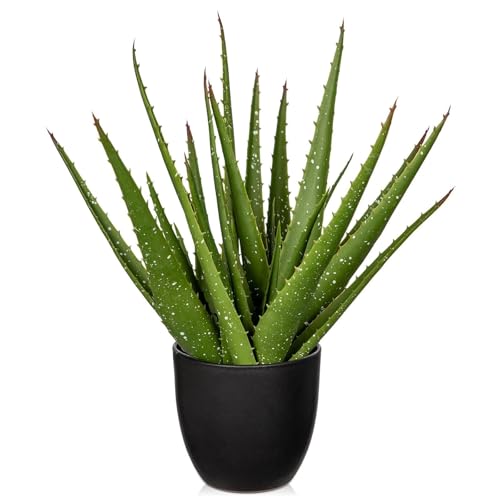 GnFlus Fake Succulent Aloe Vera Plants 13.4 Inch...