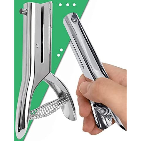 Hole Punch 1/8 Inch, Heavy Duty Single Hole Punch, Paper Card Portable Handheld Long Hole Puncher Single 2 Inch Reach Deep for PVC Paper ID Cards Plastic Cardboard (1/8"-3mm Hole) Cover