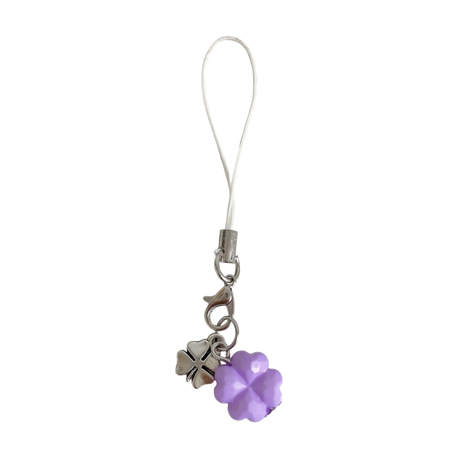 Korean Style 4 Clover Keychain Phone Charms Acrylic Beads 4 Clover Phone Chain Lucky Decoration Acrylic Chain