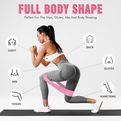 Image of 12 Pcs Fabric Resistance Bands for Working Out Non-Slip Booty Exercise Loop Bands for Women Men Glutes Hip Thigh Butt Yoga Pilates Fitness Gym, Light Medium Heavy