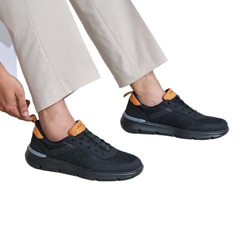 Image of Neeman's Melange Dress Sneakers for Men | Breathable Mesh & Faux Leather Upper | Lightweight EVA Sole with Natural Rubber | Stylish Lace-Up Sneakers for Travel & Everyday Casual Comfort