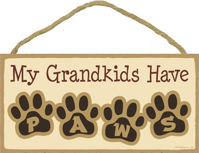 SJT ENTERPRISES, INC.My Grandkids Have Paws (Letters in Pawprints) 5" x 10" Wood Plaque Sign (SJT13181)
