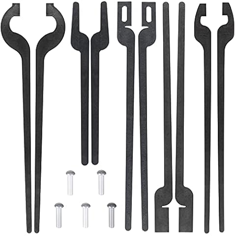 Five types of Tongs Bundle Set with Rivet Rapid Flat Jaw/Slot Jaw/V-Bit/Scroll/Bolt Tongs can be Heated Blacksmith Engineer Cover