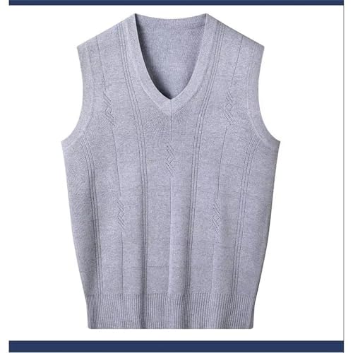 UIOKLMJH Men's Comfortable Party V-Neck Vest Solid Color Sleeveless Pullover for Middle - Aged Men4