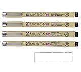 PIGMA MICRON Sakura 005, 005, 01, 02 Bolsa de 4 piezas negras y 1 tarjeta
