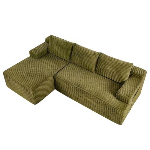 Image of Boneless Couch, Modular Sectional Couches for Living Room, U-Shaped Cloud Couch Sofa with Deep Seat, Fluffy Corduroy Upholstered Corner Sofa