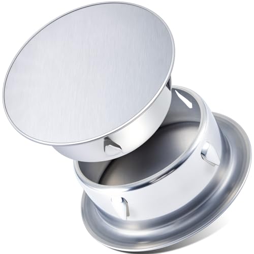 Image of VIHOSE 2 Pcs 4 Inch Od Dryer Vent Cap Galvanized Round Dryer Vent Cover Inside Galvanized Steel Tee Duct End Cap Pipe Cover Metal Plug for Outdoor and Indoor HVAC Systems