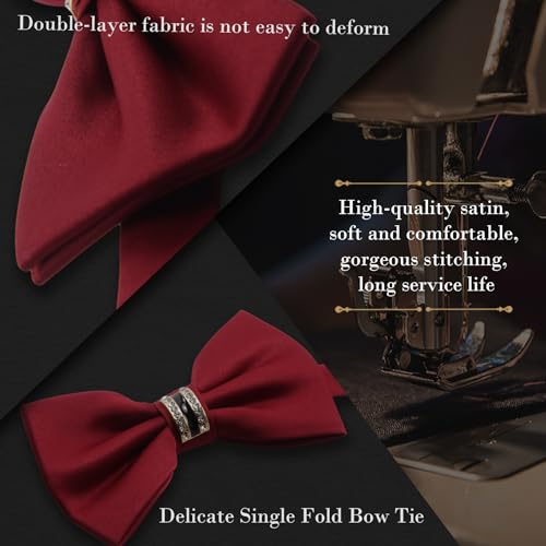 BOROLA Conjunto de Gravata Borboleta Masculina Formal com Design de Diamante Negócios, com Brilho de
