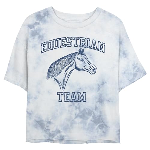 Junior's Lost Gods Equestrian Team Logo T-Shirt - White/Blue - Small