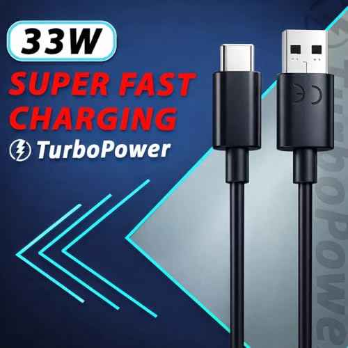 Image of 33W Turbo Charging USB A to C Data Cable for Motorola Edge 60 Fusion /Edge 50 Fusion /Edge 50 Ultra /50 Pro /Razr 50 Ultra /G45 /G54 /G64 /E40 /G35 /Edge 40 Neo & Support Other USB-C Devices - Black