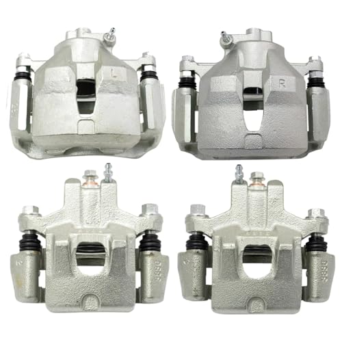 Image of TRQ Front and Rear Brake Caliper Set Zinc Coated Brackets Compatible with 2002-2006 Toyota Camry