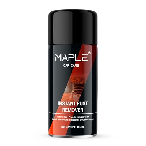 Image of MAPLE Car Care Instant Rust Remover Spray 150ml | Fast-Acting Rust Removal & Anti-Corrosion Lubricant | Cleaner Spray For Iron, Steel & Metal| Loosens Jammed Nuts, Bolts, Tools, Bike Chain & Car Parts