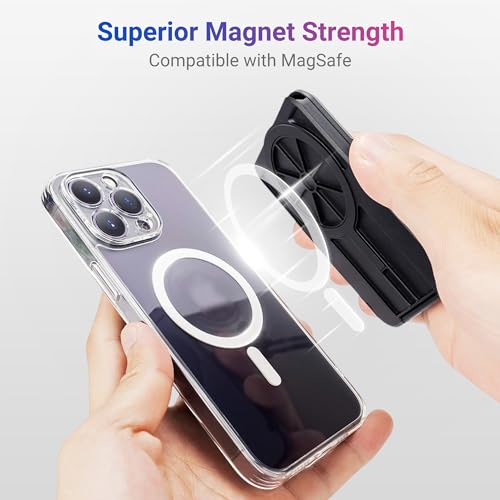 PROfezzion Double Sided Magnetic Phone Wallet, RFID Blocking Snap-on Hard Shell Card Holder 4-Cards Designed for MagSafe Compatible with iPhone 15 14 13 12 Pro Max Plus & MagSafe Case (0.5