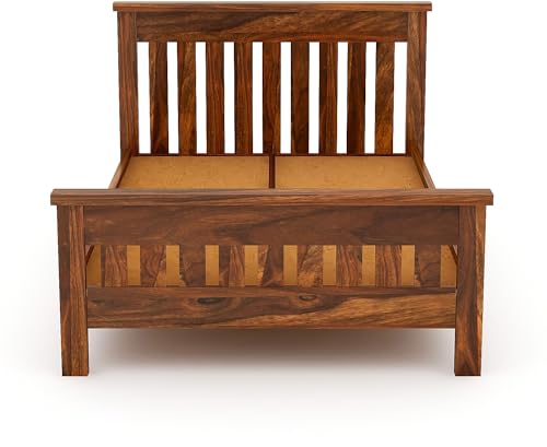 Image of AADITYA WOODS Solid Sheesham Wood Single Bed Cot Without Storage | Single Size Bed for Bedroom | Multipurpose Use Bed- Honey Teak 11