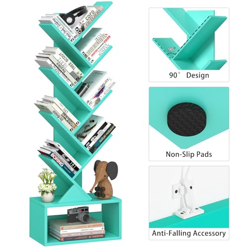 SHEEPAM 9-Tier Tree Bookshelf Floor Standing Narrow Space Storage Bookcase - image 5
