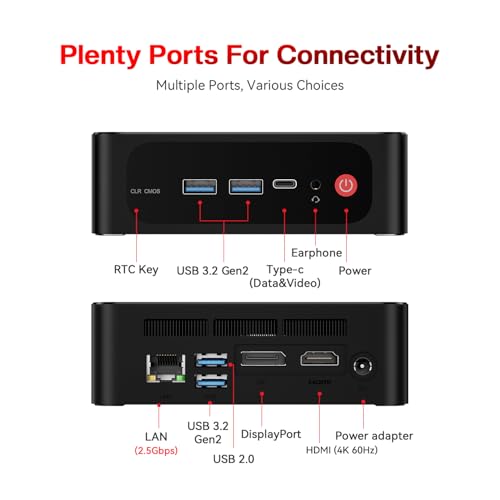 undefined Beelink SER5 PRO Mini PC,AMD Ryzen 7 5825U(8C/16T,up to 4.5 GHz),Mini Computer 16GB DDR4 RAM 500GB M.2 SSD Graphics 8 core 2000 MHz Wifi6/BT5.2/HDMI+DP+Type-C,Support Triple-Screen Display,Win 11 Pro の商品画像 5