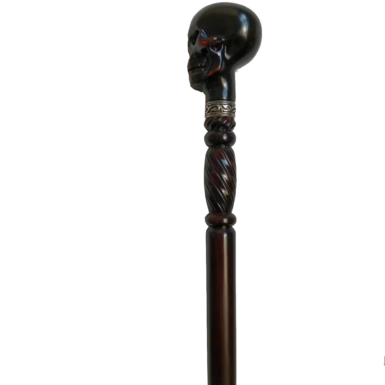 Gehstock Holz Verstellbar,Totenkopf-Kopf, Ergonomischer Griff Spazierstock Herren, Senioren, Höhenverstellbar, Elegant Für Mehr Gangsicherheit Fashionable Unique Walking Stick