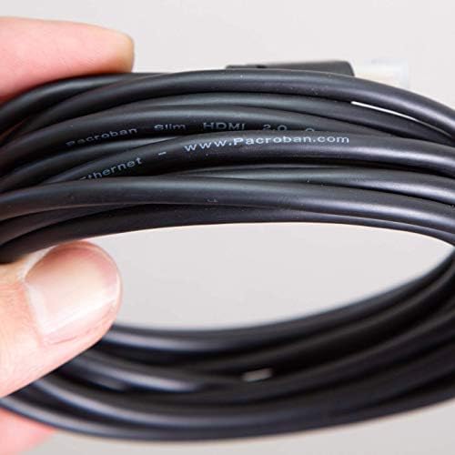 Pacroban Slim HDMI Cable 24K Gold-Plated Connector, HDMI 2.0b Feature Such as 4K Ultra HD View, HDR10+ deep Color, 18Gbps High Speed, YUV 4:4:4 Chroma (1ft 2pack, Black)