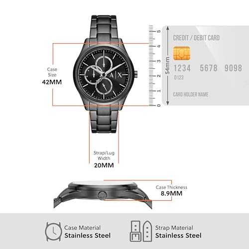 Image of A|X Armani Exchange Men's Multifunction Analog Watch, Necklace Gift Set Stainless Steel Watches for Men